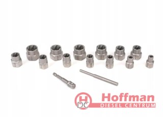 Zestaw nasadek do uszkodzonych śrub i nakrętek 15 szt - kute stal Cr-Mo