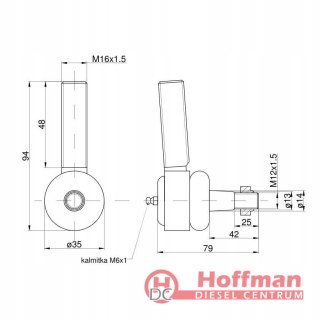 Końcówka drążka, przegub prawy C-328 z nakrętką I kalamitką