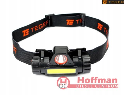 Latarka czołówka LED COB 200 Lm ładowana USB Teger