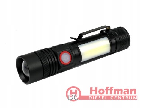 Latarka uniwersalna diody LED typu T6 COB aku 1200 mAh ładowany USB 400 lm