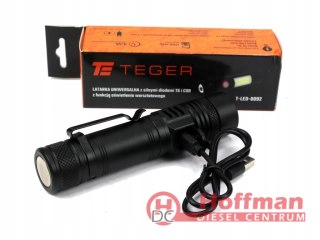 Latarka uniwersalna diody LED typu T6 COB aku 1200 mAh ładowany USB 400 lm