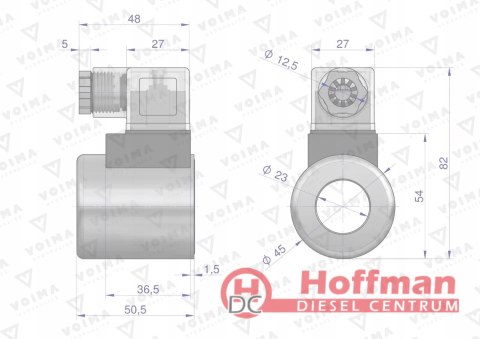 Cewka dzielnika elektrozaworu V-DVS-50L-3/8 V-DVS-50L-1/2 24V DC VOIMA