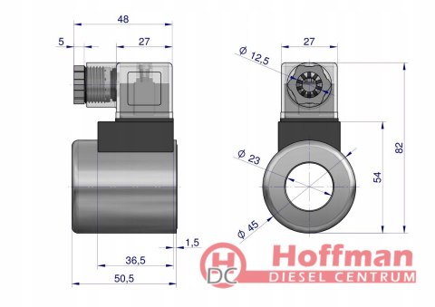 Cewka dzielnika elektrozaworu V-DVS-50L-3/8 V-DVS-50L-1/2 24V DC VOIMA