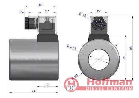 Cewka dzielnika elektrozaworu V-DVS-80L-1/2 24V DC VOIMA