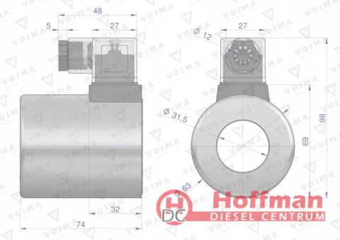 Cewka dzielnika elektrozaworu V-DVS-80L-1/2 24V DC VOIMA